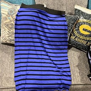 Royal blue and black spandex skirt.